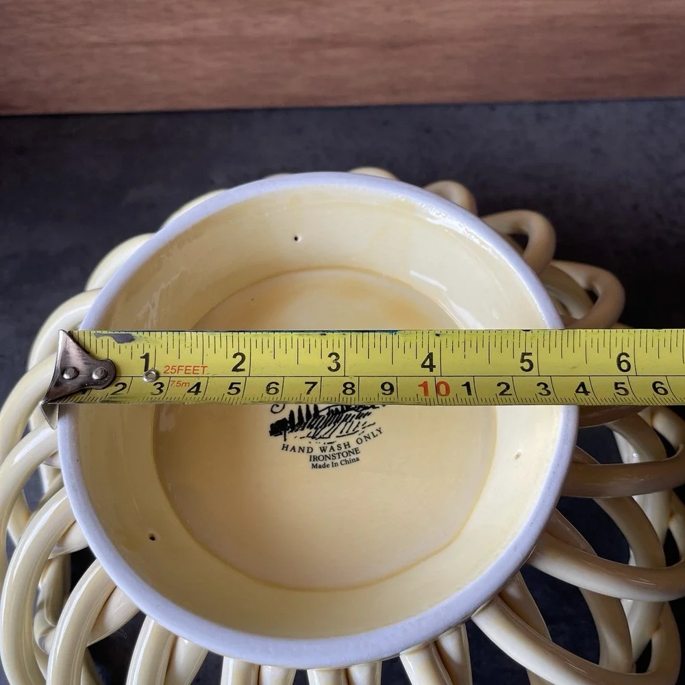 VTG Palermo Artimino Woven Ceramic Bread Basket Fruit Bowl Ironstone Yellow MCM